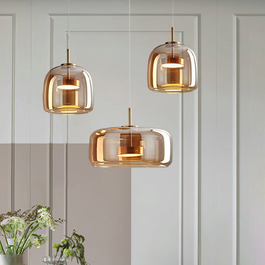 AmberVeil - Smoked Glass & Gold Modern Pendant Light